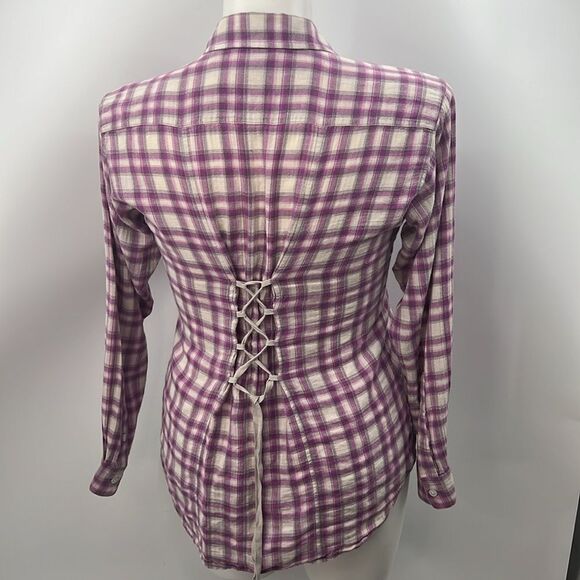CAbi médium plaid long sleeve with adjustable tie in back - Picture 4 of 6